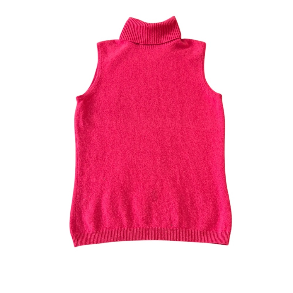 Lord & Taylor Cashmere Turtleneck Sleeveless Sweater Size Small. Hot Pink! 🌺